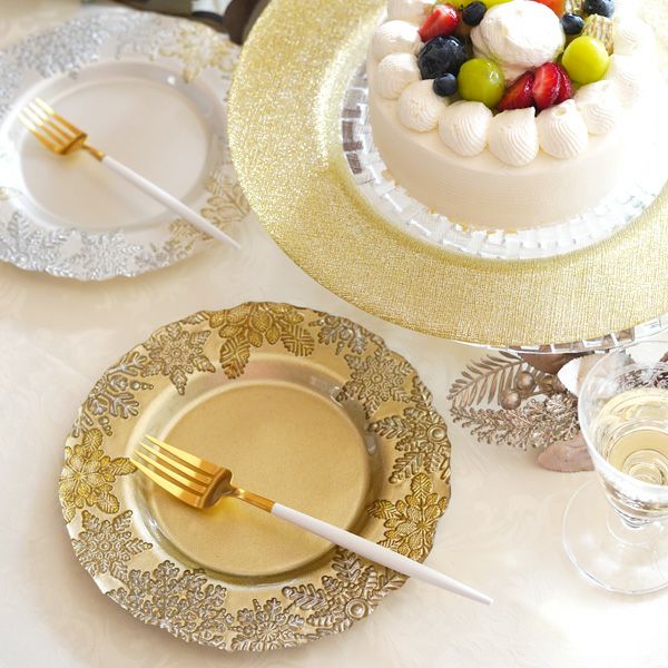 スノー プレート 22cm ゴールド | Vetro Felice - 幸せのガラス